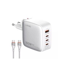 LDNIO Q408 GaN 100W 4x USB Kućni punjač sa USB C kablom beli